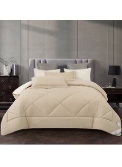 اشتري Lightweight Comforter Set 6-Pcs Double Size Solid Bedding Comforter Sets With Plain Diamond Quilting And Down Alternative Filling,Taupe في السعودية