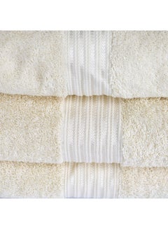 اشتري 10 Pcs Events Dyed Towel set 550 GSM 100% Cotton Terry Viscose Border 2 Bath Towel (75x145) cm 2 Hand Towel (50x90) cm 6 Face Towel (33x33) cm Premiun Look Luxury Feel Extremely Absorbent Cream Color في الامارات