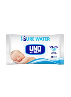 Buy Baby Pure Water Wipes by Babyjoy, 99.9% Pure Water, Pack of 60 Wipes in Saudi Arabia
