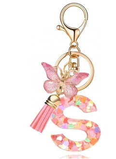 Buy Alphabet Initial Letter Keychain with Tassel Fashion Keychain Butterfly Pendant Key Ring Cute Keychain for Women Girls Purses Handbag Backpack Keychain Car Key Keychain Tassel Key Chain in Saudi Arabia