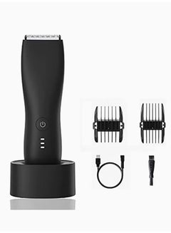 Buy Electric Hair Trimmer with Safety Blade Waterproof Trimmer for Hair, Beard and Private Parts (Black) in Saudi Arabia