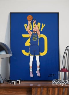 Buy Steph Curry Golden State Warriors NBA Basketball Poster with Frame 30x40cm in UAE