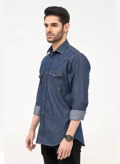 Buy Long Sleeve Shirt TWO Pocket Over shirt Dark Blue in UAE