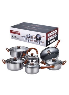 اشتري 12-Piece Stainless Steel Cookware Set with Handle, Saucepan, Stockpots, and Frying Pans for Versatile Cooking, Elevate Your Culinary Mastery في الامارات