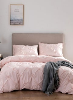 Buy Premium 6 Piece King Size Duvet Cover Pinch Rose Design, Solid Pink. in UAE