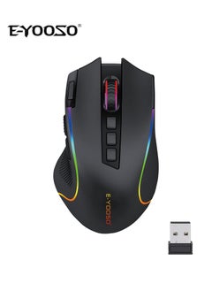 Buy E-YOOSO Wireless Gaming Mouse, 8000 DPI Optical Sensor, RGB Backlit, MMO 9 Programmable Buttons, with Macro Recording, for Mac Windows Computer Gamer, Black in Saudi Arabia