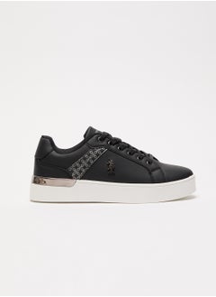 اشتري Women's Black Low-Top Sneakers - Chic Design with Grey Accent and Metal Logo Detail for Casual Elegance في الامارات