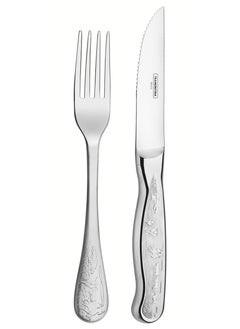 Buy Classic 4 Pieces Stainless Steel Barbecue Flatware Set with Polished Finish, Relief Designed Handles and Case in UAE