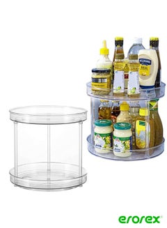 Buy Lazy Susan, 2 Tier Spice Rack Organizer 360°Rotating Storage for Cabinet Kitchen Pantry Countertop Fridge Bathroom in Saudi Arabia