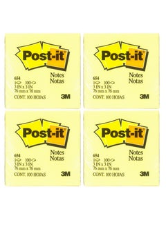 Buy 4-Pad Sticky Notes Yellow 3x3 Inch  Size in UAE