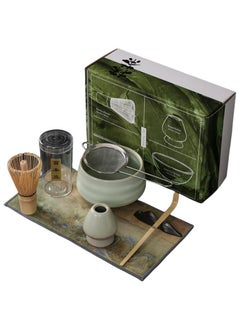 اشتري Matcha Set, 7-Piece Traditional Matcha Tea Set with Ceramic Bowl, Prong Bamboo Matcha Whisk, Whisk Holder and Traditional Scoop, Matcha Stirrer Set for Home, Camping, Kitchen, Restaurant (Light Green) في السعودية