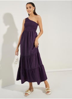 Buy Shirred One Shoulder Tiered Maxi Dress in Saudi Arabia