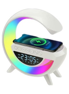 Buy LED WIRELESS CHARGING SPEAKER Music ringtone Wireless Charging Discharge and charge immediately Seven Color Selections Sept Choix De Couleurs Clock Alarm clock in UAE