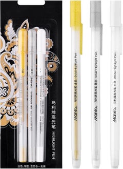 Buy Fine Point Gel Pen, 3 Colors White, Gold, and Silver Gel Ink Pens, Archival Ink Fine Tip Sketching Pens For Illustration Design, 0.8mm Nibs, for Black Paper Drawing, Writing, Sketching, Illustration in UAE