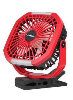 Buy Rechargeable Clip Fan 8 Inch AC/DC With LED Light Red in UAE