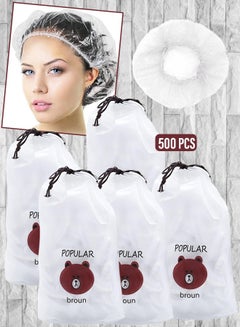 اشتري 500Pcs Disposable Shower Caps Waterproof Elastic Hair Bath Caps Clear Plastic Hair Shower Caps for Women, Men, Baby, Home Use Hair mask & Shoe Covers Portable Multi Use Cover في الامارات