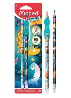 اشتري 2-Piece Jungle Fever Graphite Pencils With Pencil Grip Assorted Colours في الامارات