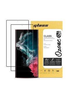 اشتري Tempered Glass Screen Protector for Samsung Galaxy S22 Ultra - 2 Per Pack Shock Proof Bubble Free Scratch Resistant Full Screen Coverage - Black في الامارات