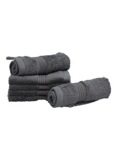 Buy 6Piece Pima Ultra Soft Highly Absorbent Cotton Towel Set Dark Grey 30 x 30 cm in Saudi Arabia