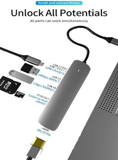 Buy USB C Hub 6 in 1 Type C Hub Multport Adapter Compatible with 60W Pd+4K HDMI+USB3.0+USB2.0+SD+TF in Saudi Arabia