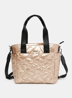 Buy Textured Leather Shoulder Bag With Studded Trim in Egypt