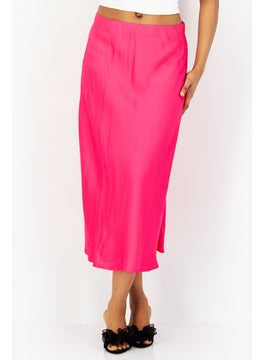 Buy Women Plain Midi Skirt, Pink in UAE