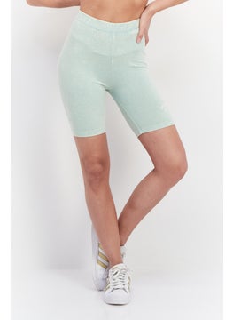 اشتري Women Brand Logo Biker Shorts, Green في الامارات