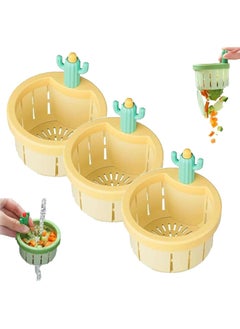 Buy Press Automatic Dumping Basket, Self-Cleaning Kitchen Sink Strainer (Yellow,3 PCS) in UAE