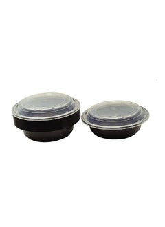 Buy Microwave Container Black 16 Ounce Round With Lid Pack Of 12 Pieces in UAE