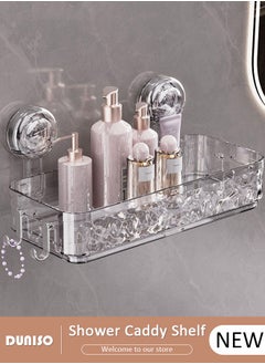 Buy Shower Caddy Shelf, Clear Suction Cup Shower Caddy, Portable Removable Shower Caddy with Two Vacuum Suckers, Wall Mounted Organizer, Bathroom Interior Shower Storage Basket in UAE