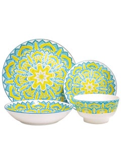 Buy 16-Piece Porcelain Dinner Set Multicolour in Saudi Arabia