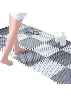 Buy Bathroom Interlocking Non Slip Drainage Floor Tiles 12 Pack Bath Shower Floor Mat Non Slip Shower Bathroom Square Mat for Deck, Pool, Patio, Balcony, Kitchen, Yard 12" x 12" in UAE