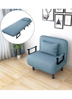 اشتري 3 in 1 Foldable Sofa Bed - Convertible Chair Cough Recliner Loungue Bed Light Blue في الامارات