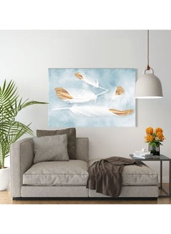 Buy Canvas Wall Art, Abstract Framed Portrait of White and gold feathers in Egypt