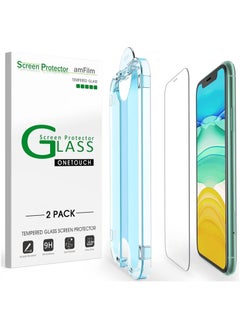 Buy amFilm 2 Pack OneTouch Glass Screen Protector for iPhone 11, iPhone XR (6.1") with Easy Installation Kit in Egypt