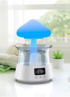 اشتري Rain Cloud Humidifier and Diffuser | 5 in 1 Multi-Functional Mushroom Rain Humidifier with Alarm Clock, 7 Colors Cloud RGB Night Light, Relaxing Rain Water Drop Sound Humidifier for Home Decor في الامارات