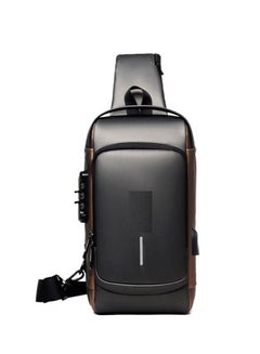 اشتري Men's Sling Bag Chest Shoulder Backpack Pack Cross Body Pouch Travel Sport Black Side Brown في الامارات