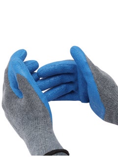 اشتري Safety Gloves Pack of 12 Pairs Size: 10 XL, Blue Latex Coated, Perfect for Protecting Against Burns, Cuts, Electrical Risks في الامارات
