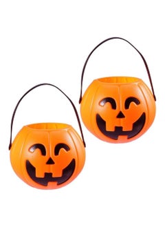 Buy Halloween Pumpkin Bucket for Trick or Treat Candy Collection with Holder Party Decorations 17 CMS (Bucket 2 pcs) in UAE