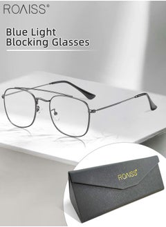 Buy Blue Light Blocking Glasses Blue Light Filter Computer Reading Gaming TV Phones Square Eyeglasses Fashion Anti Eyestrain Headache Eyewear for Men Women Silver Grey 54mm in Saudi Arabia