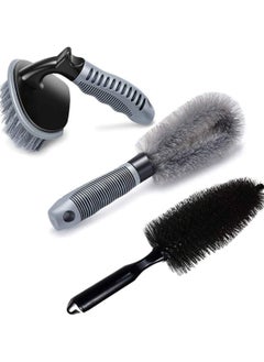 اشتري Car Wheel Cleaning Brush Set Washing Tool Rim Cleaner for Alloy Wheel Motorcycle or Bicycle Tire 3 Pieces في السعودية