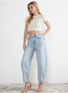 Buy Light Blue High Waist Barrel Jeans TWOSS24JE00113 in Egypt