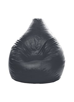 Buy Faux Leather Multi-Purpose Bean Bag With Polystyrene Filling Black in UAE