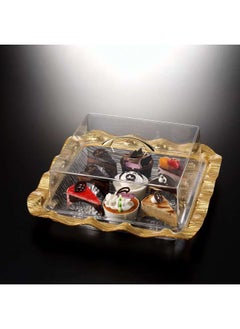 Buy Acrylic Square Cake Box Gold 42 cm in UAE