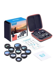 Buy APEXEL 10 in 1 Phone Camera Lens Kit Fisheye Wide Angle Macro Lens CPL Filter Kaleidoscope and 2X Telescope Lens for Smartphone in UAE