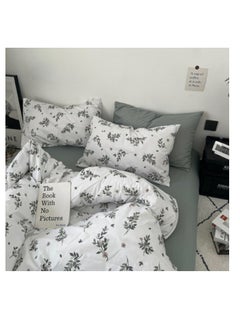 Buy Premium Queen/Double size 6 pieces Retro style with Grey blue color bedsheet postoral printed bedding set without filler. in UAE