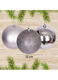 Buy Shatchi 10Cm/6Pcs Christmas Baubles Shatterproof Mid Grey, Christmas Tree Decorations Ball Ornaments Balls Xmas Hanging Decorations Holiday Decor - Shiny,Matte,Glitter in Egypt