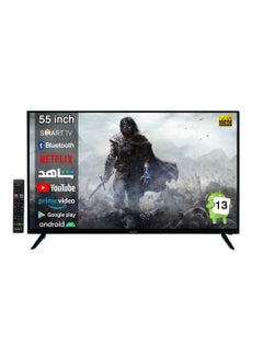 Buy Magic World 55 Inch Full HD Smart TV with Built-in DVB-T2/S2 Receiver, Android 13, WiFi, Shahid, Miracast, Multilanguage OSD, 2 Remotes with Air Mouse, Includes A Wall Mount, 1 Year Warranty in UAE