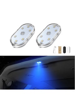 اشتري Car LED Lights, Interior Portable Small Incar LED Touch Lights with 6 Bright LED Lamp Beads, USB Rechargeable Lighting Light Car Emergency Light (Blue Light) في الامارات