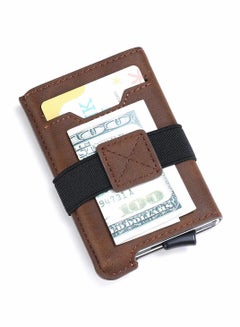 Buy Minimalist Aluminum Card Wallet with Leather Skin Automatic Pop-Up Credit Card Holder in Saudi Arabia
